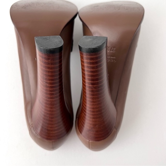 GUCCI | Vintage Alyssa Brown Leather Horsebit Pumps Block Heel Loafers 37.5 - Picture 15 of 16